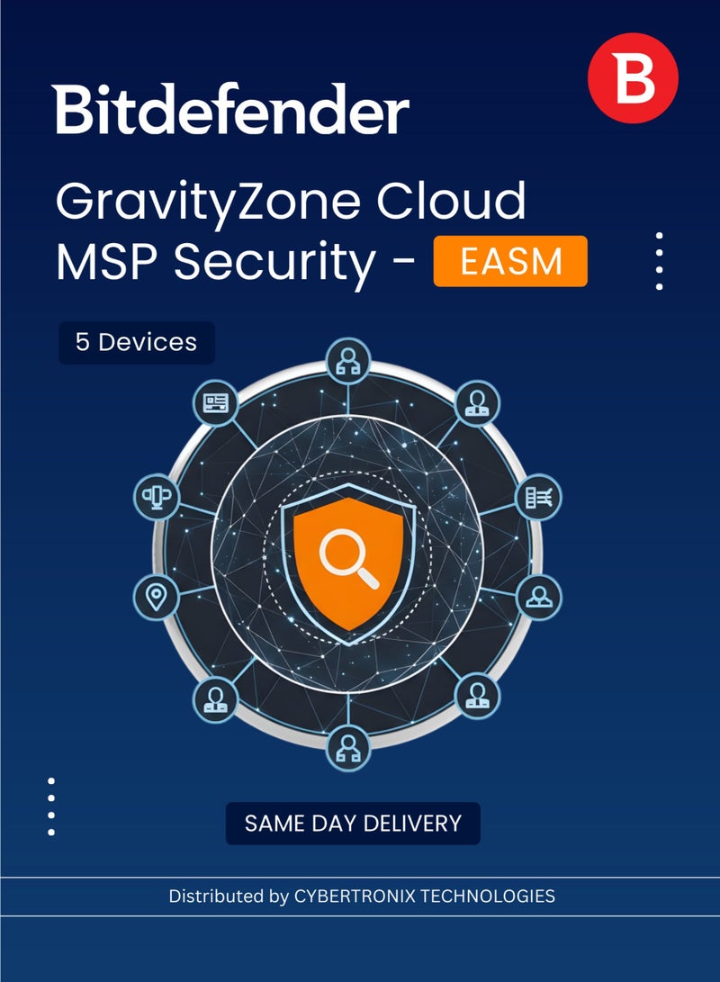 Bitdefender GravityZone Cloud MSP Security - EASM 5 Devices for 1 Year | Digital License | SAME DAY DELIVERY